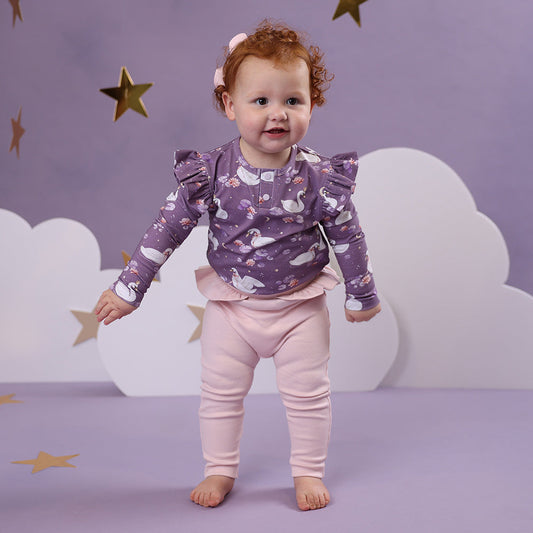 Baby Pink Organic Pants with Frill