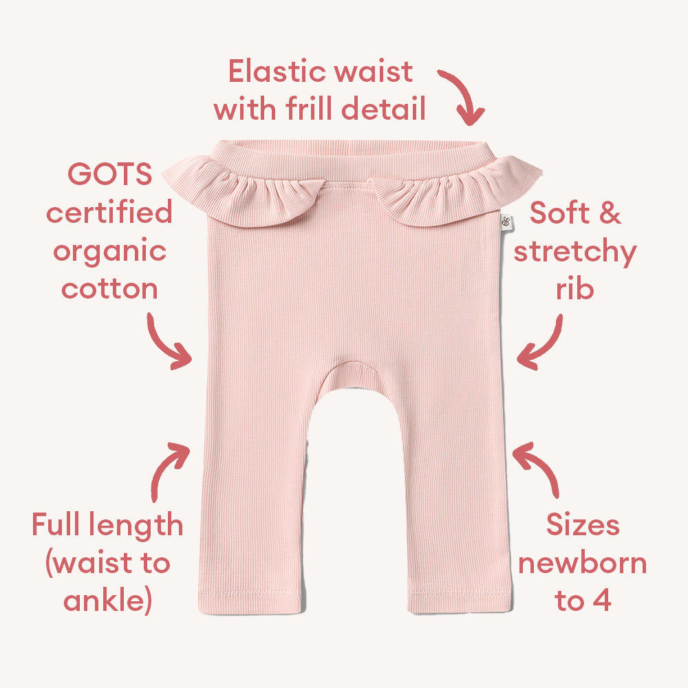 Baby Pink Organic Pants with Frill