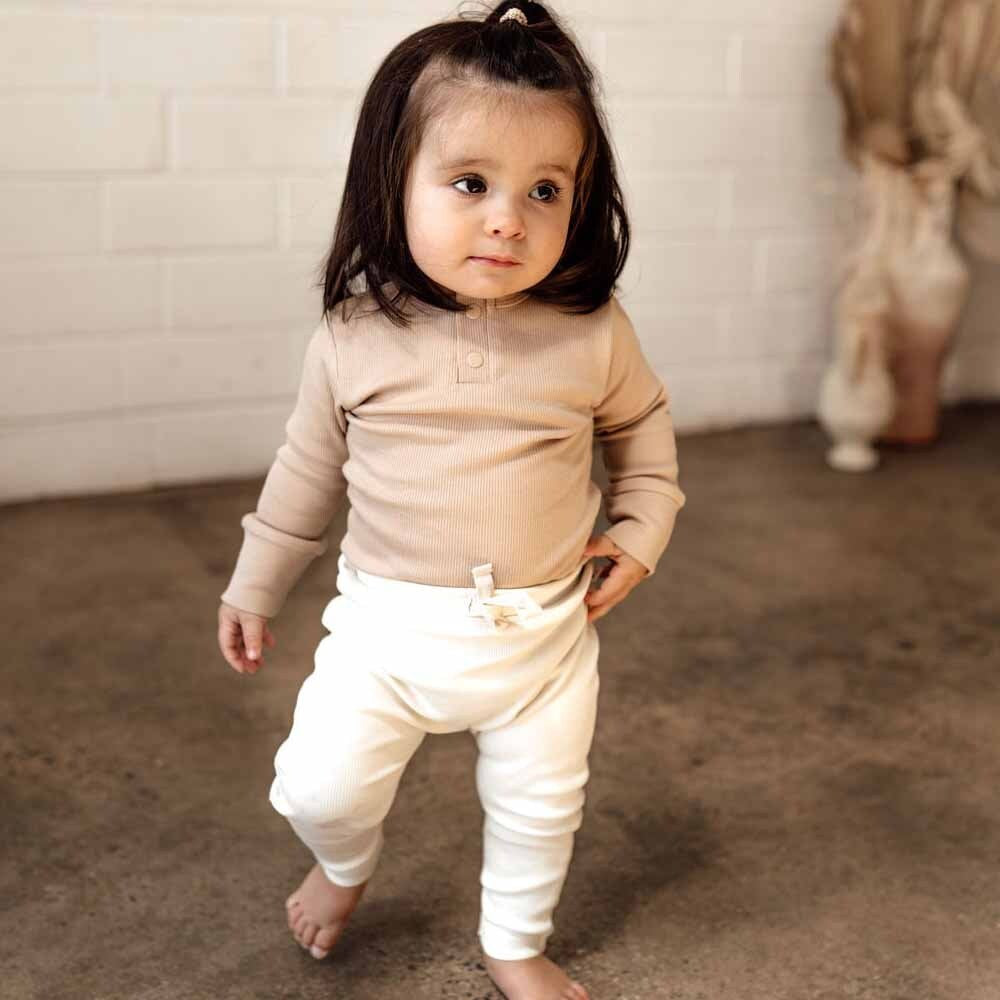 Long Sleeve Bodysuit- Pebble