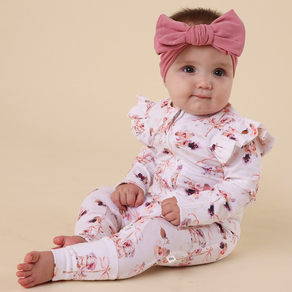 Organic Snugglesuit Convertible Romper with Frill - Carousel