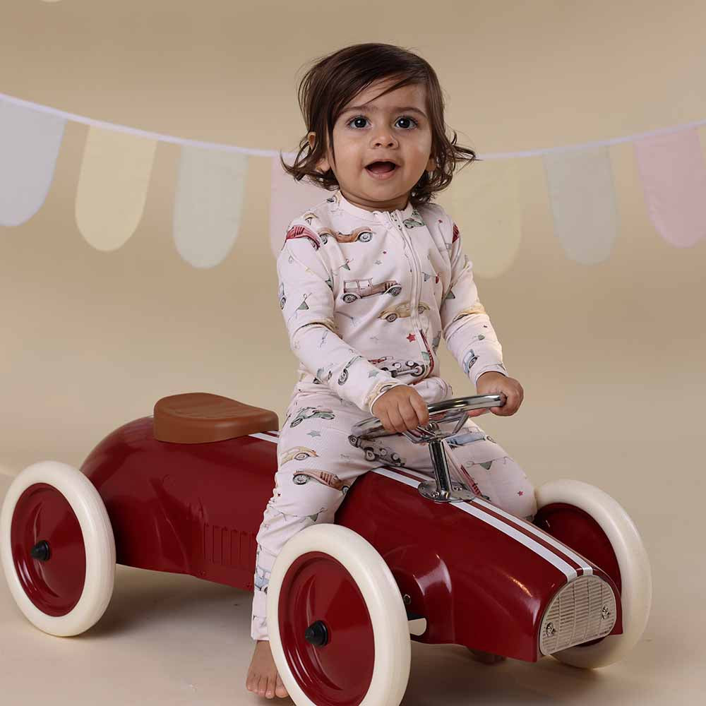 Organic Snugglesuit Convertible Romper - Vintage Cars