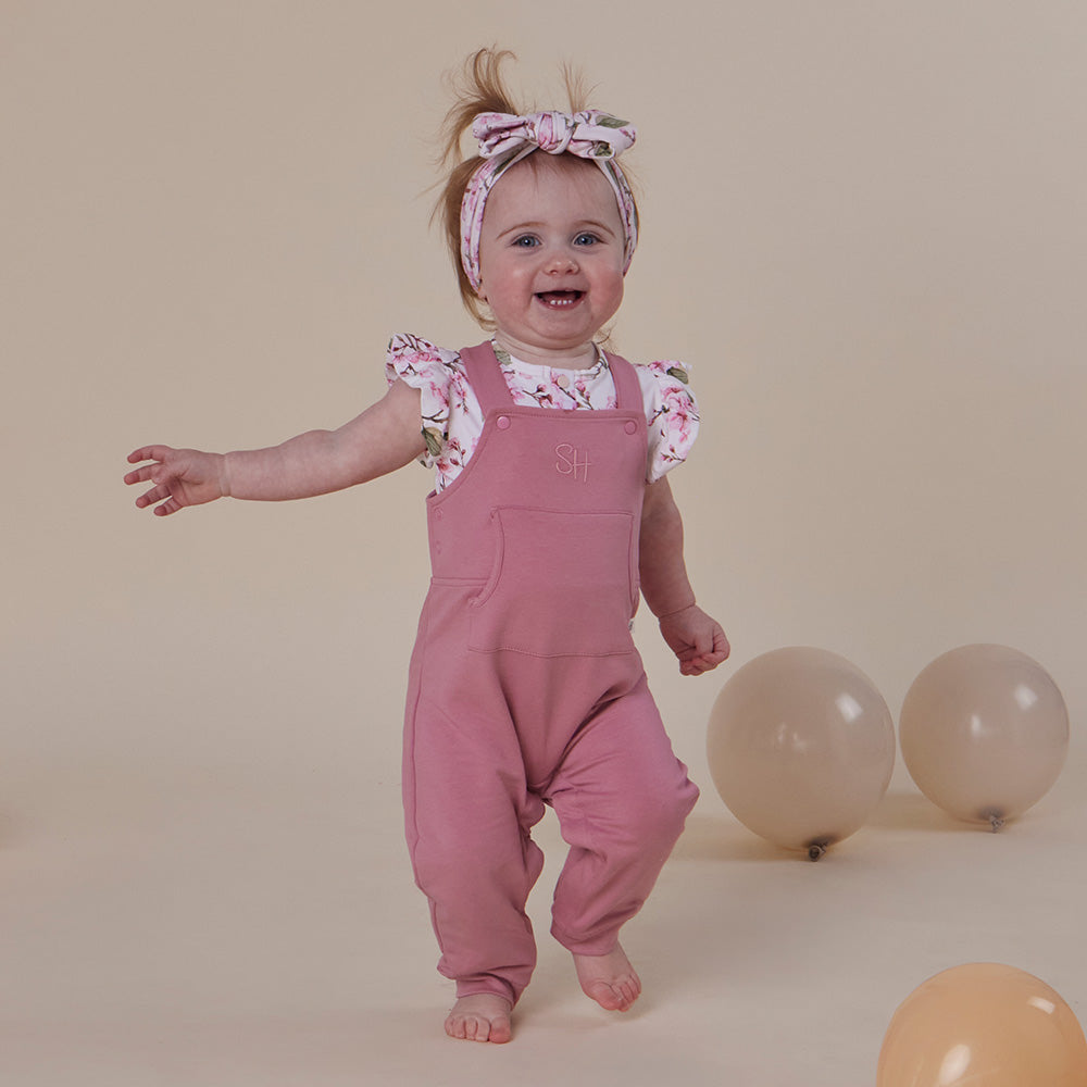 Jewel Pink Organic Joey Overalls