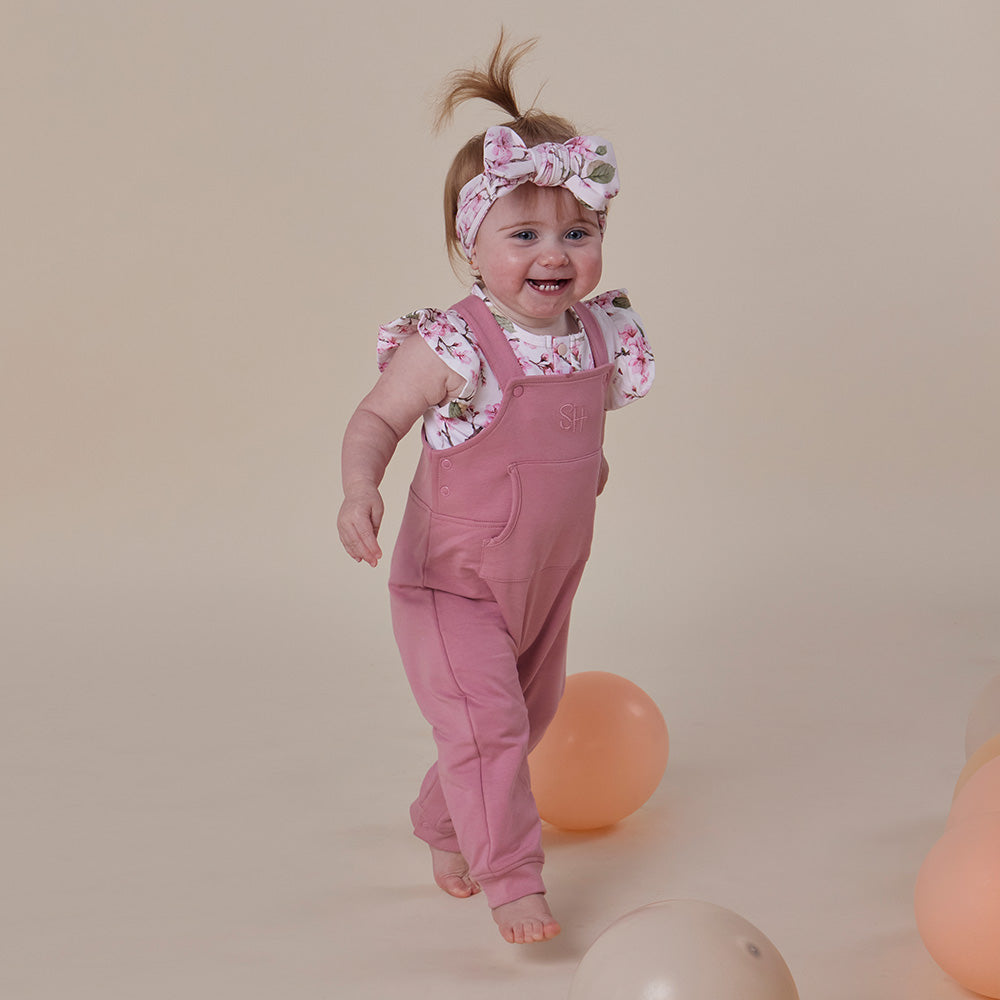 Jewel Pink Organic Joey Overalls