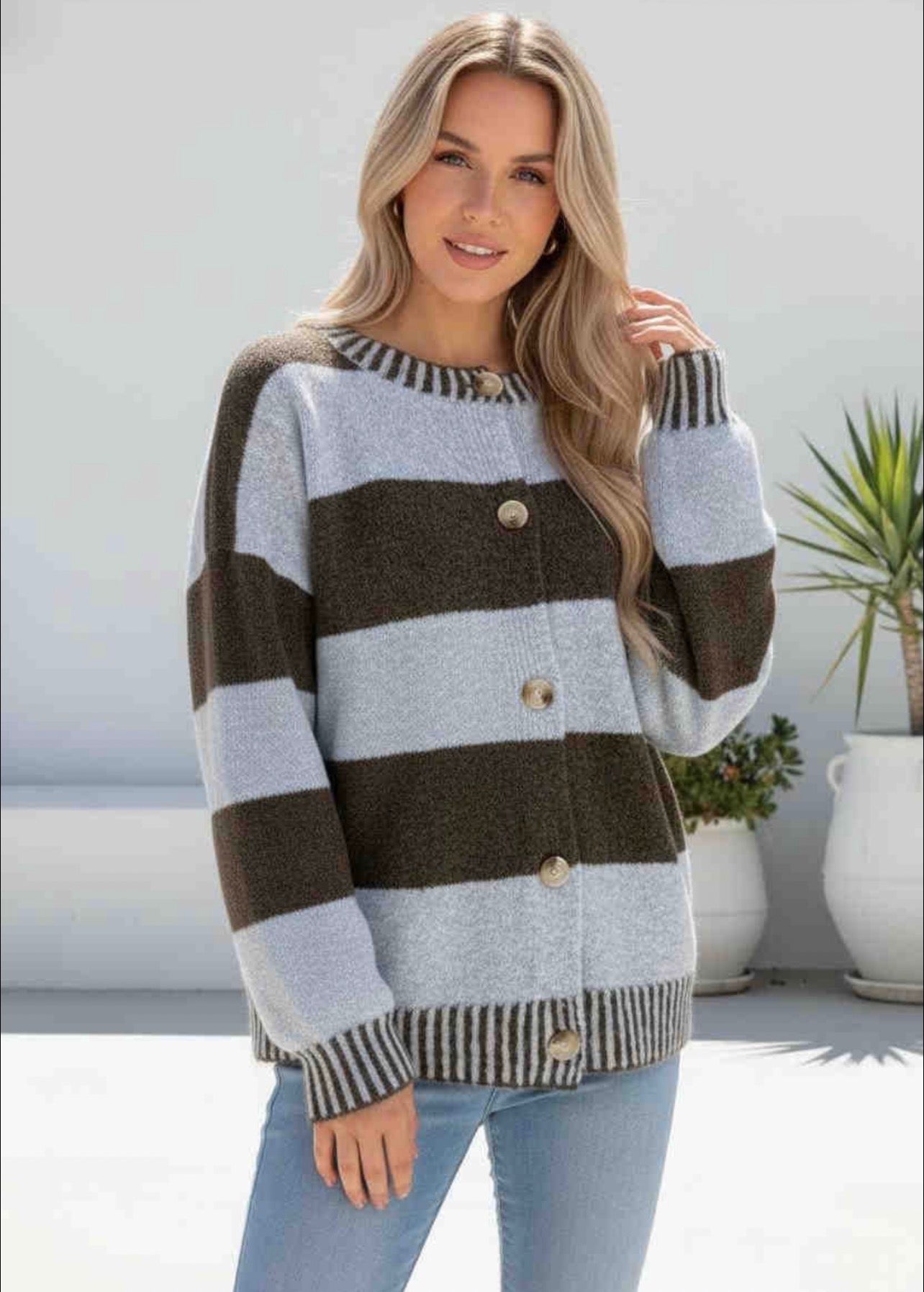 Chrissy Cardigan Chocolate /Blue
