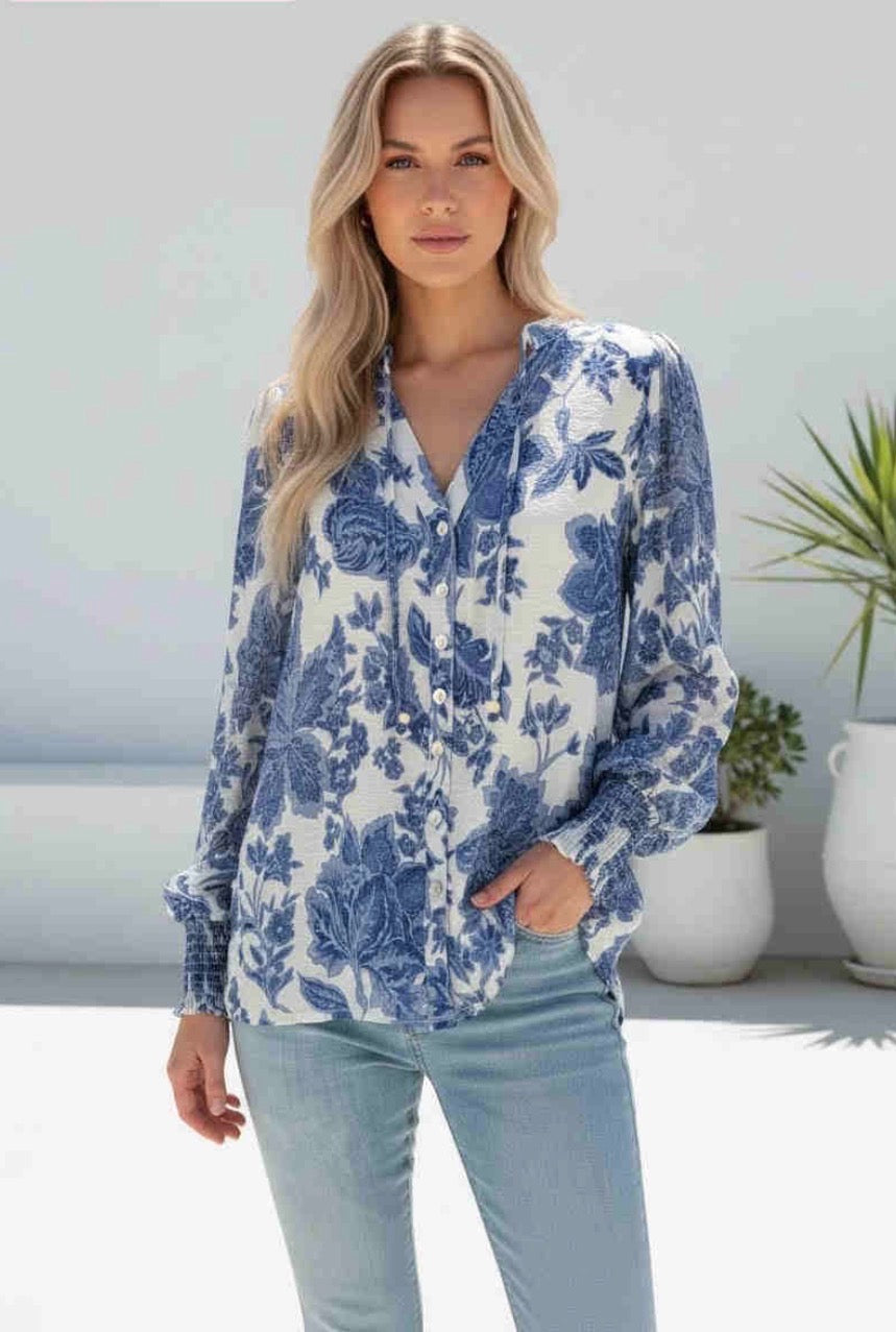 Lucy Blouse - Blue/White