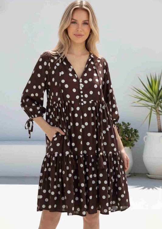 Polka Dot Dress - Chocolate