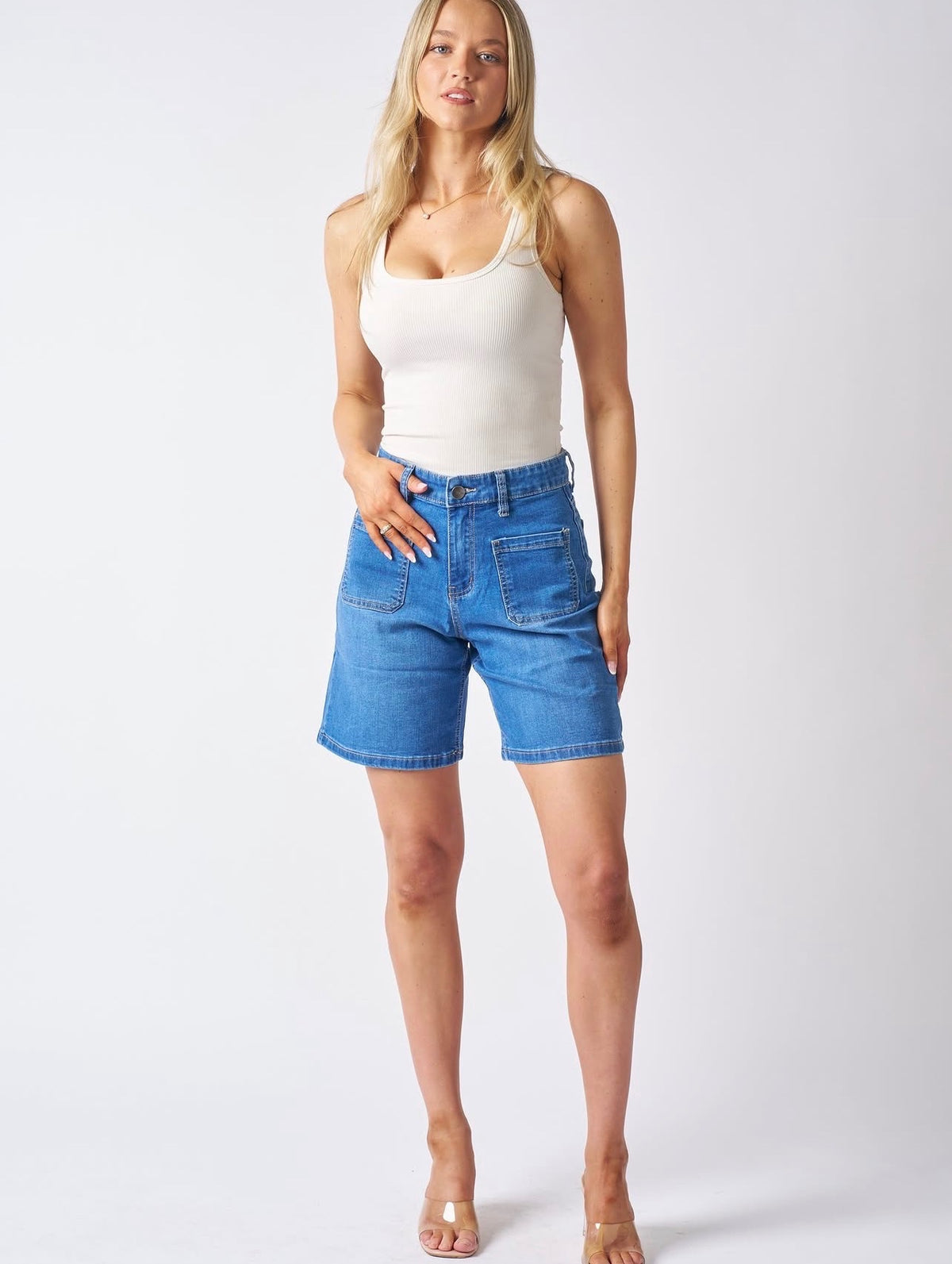Lexi Bermuda Shorts - Mid Blue