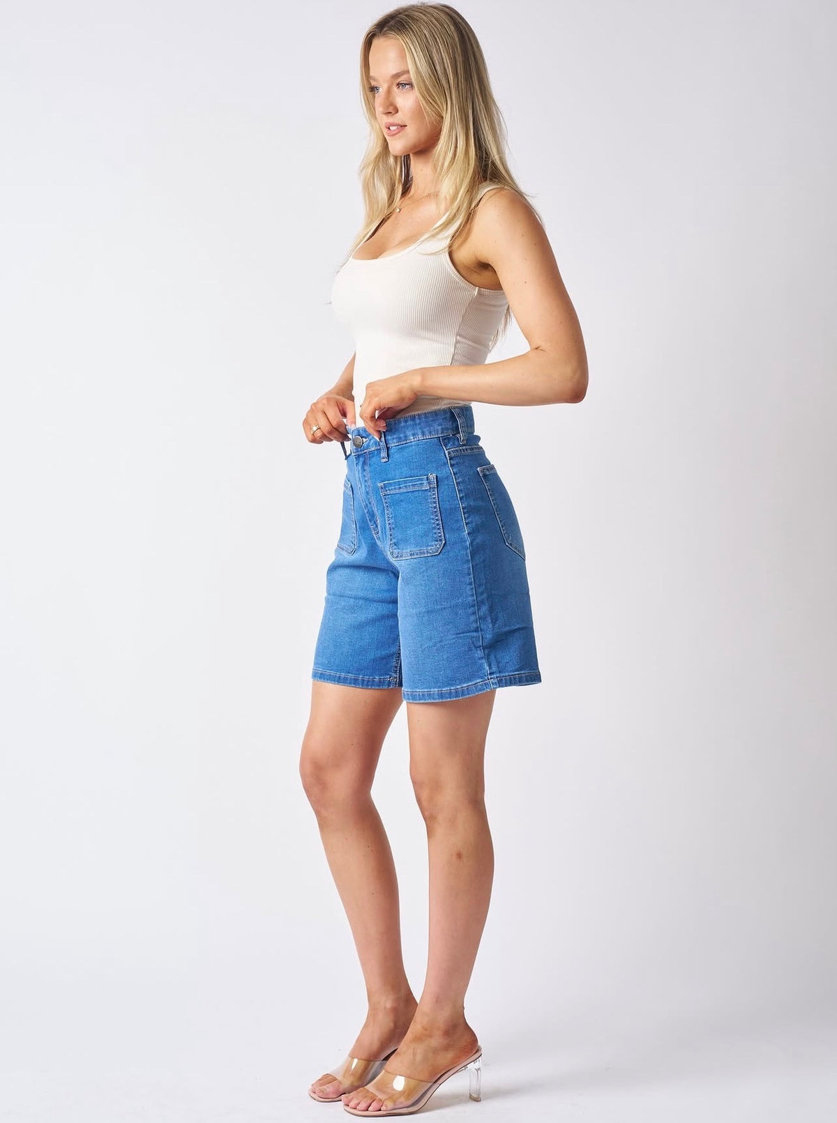 Lexi Bermuda Shorts - Mid Blue