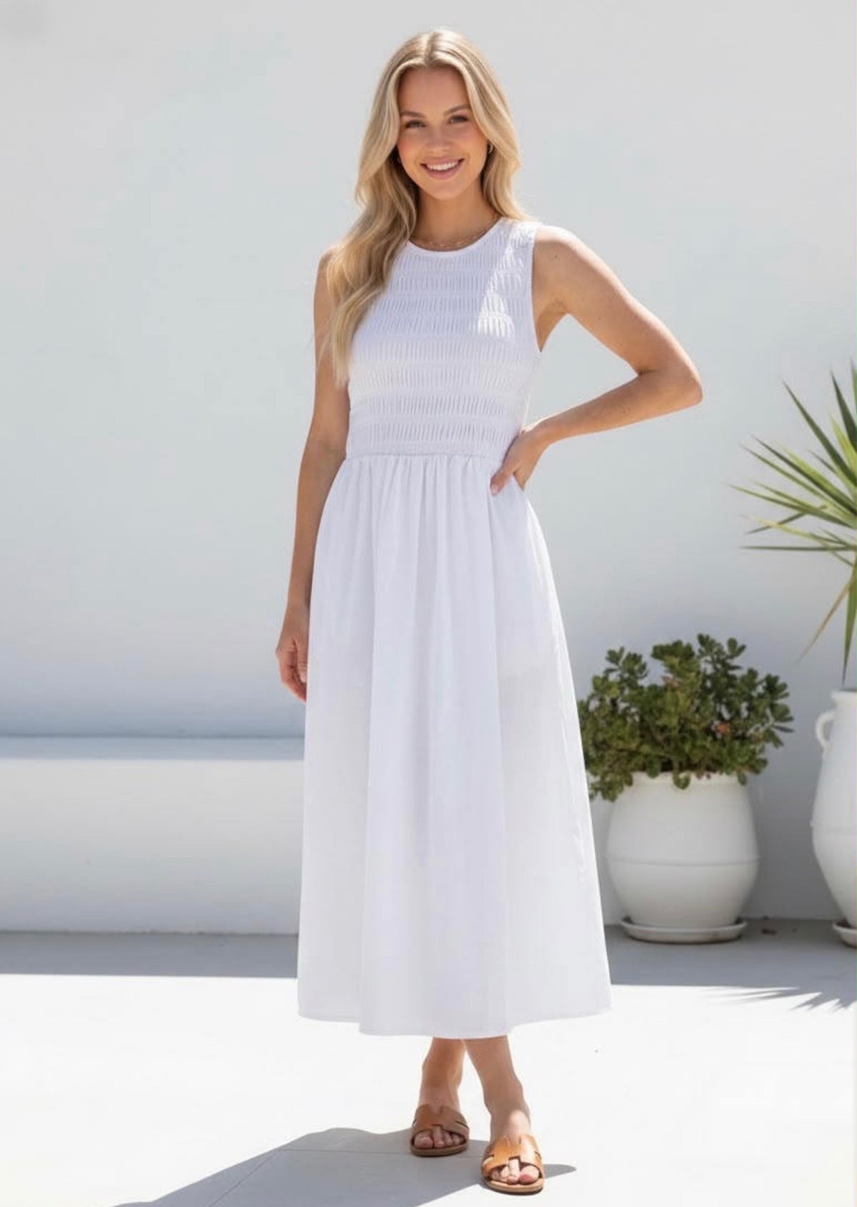 Tori Midi Dress - White