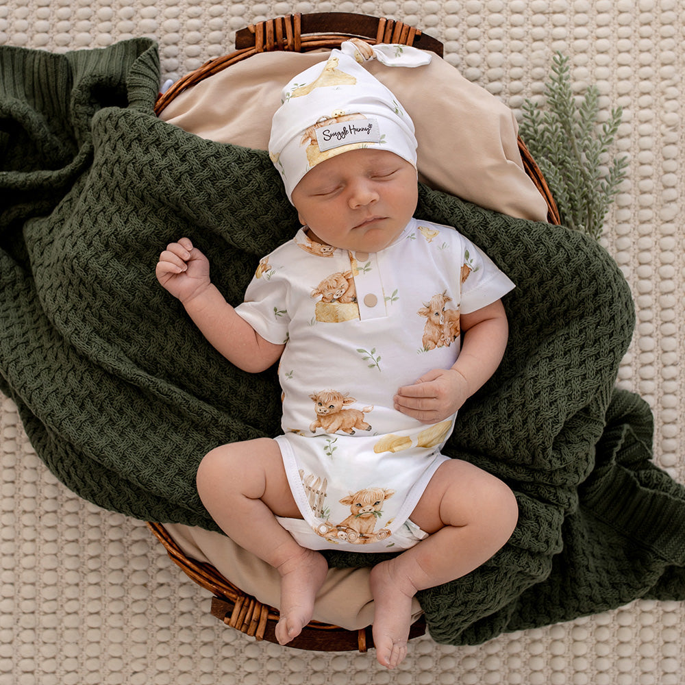 Short Sleeve Organic Bodysuit - Highland Cows