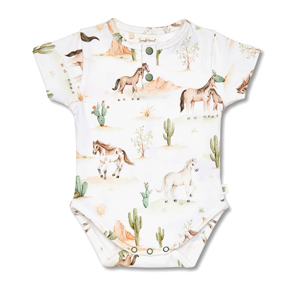 Short Sleeve Organic Bodysuit - Wild Horses