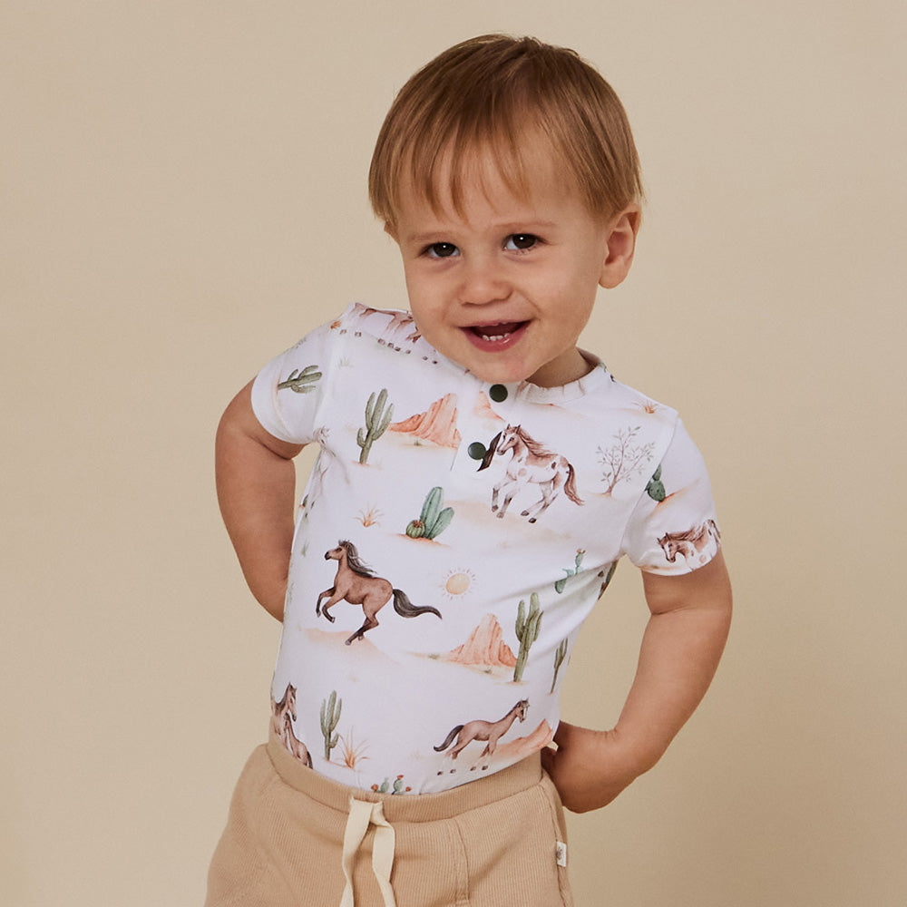 Short Sleeve Organic Bodysuit - Wild Horses