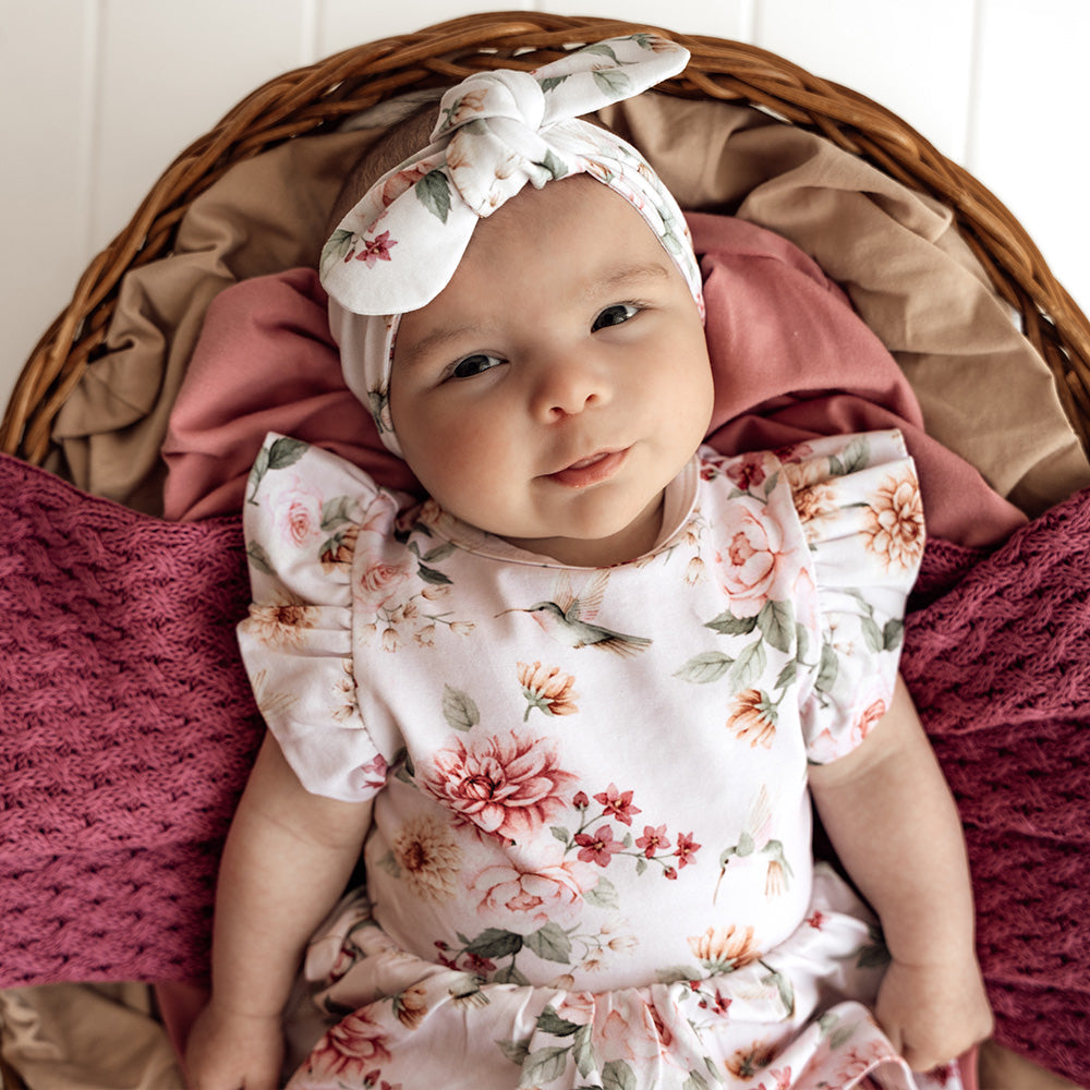 Organic short Sleeve Dress - Birds & Blooms