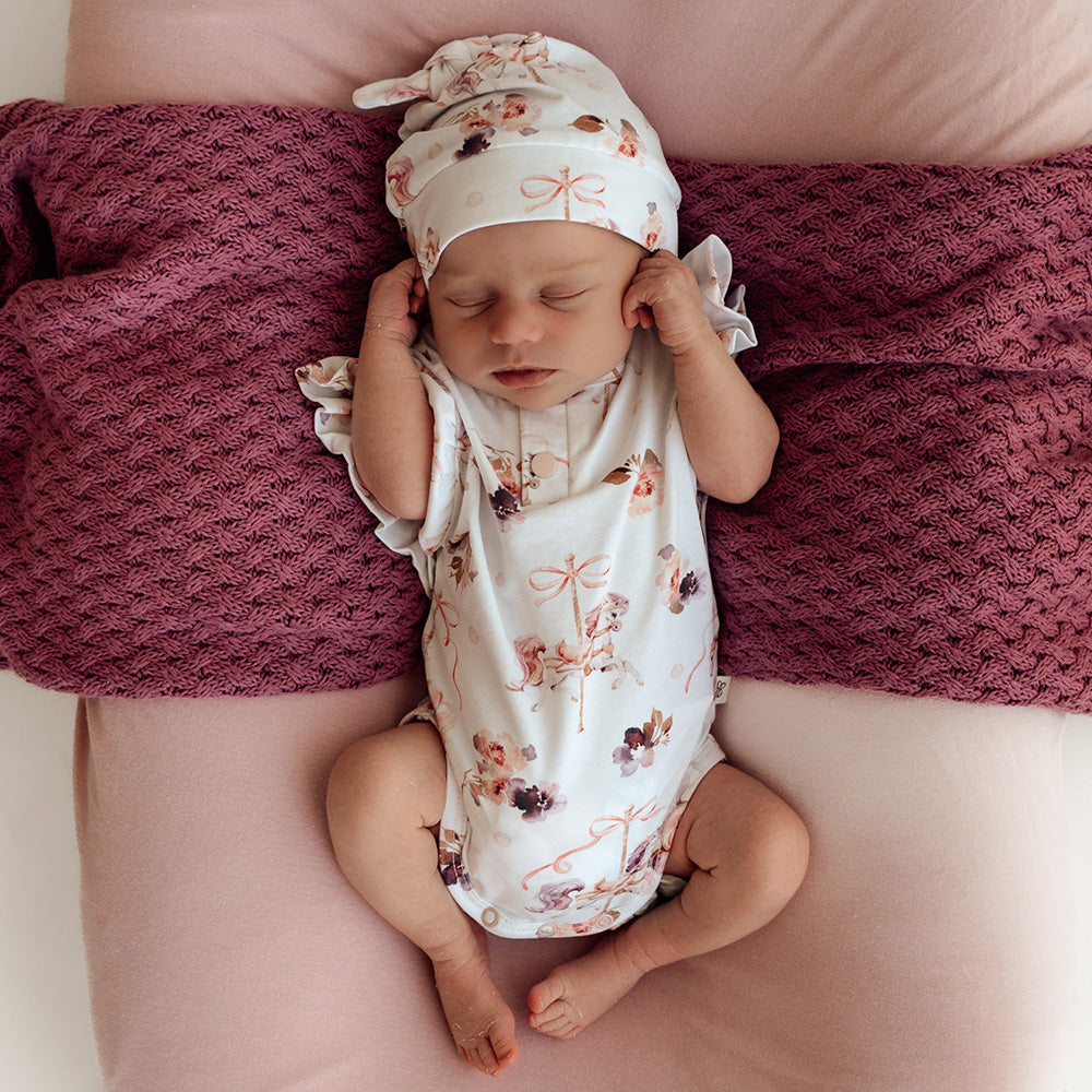 Short Sleeve Organic Bodysuit with Frill - Carousel
