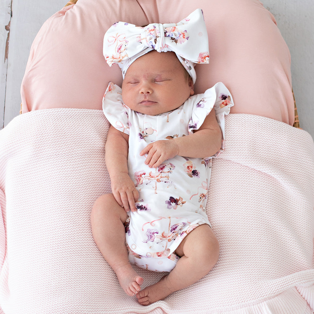 Short Sleeve Organic Bodysuit with Frill - Carousel