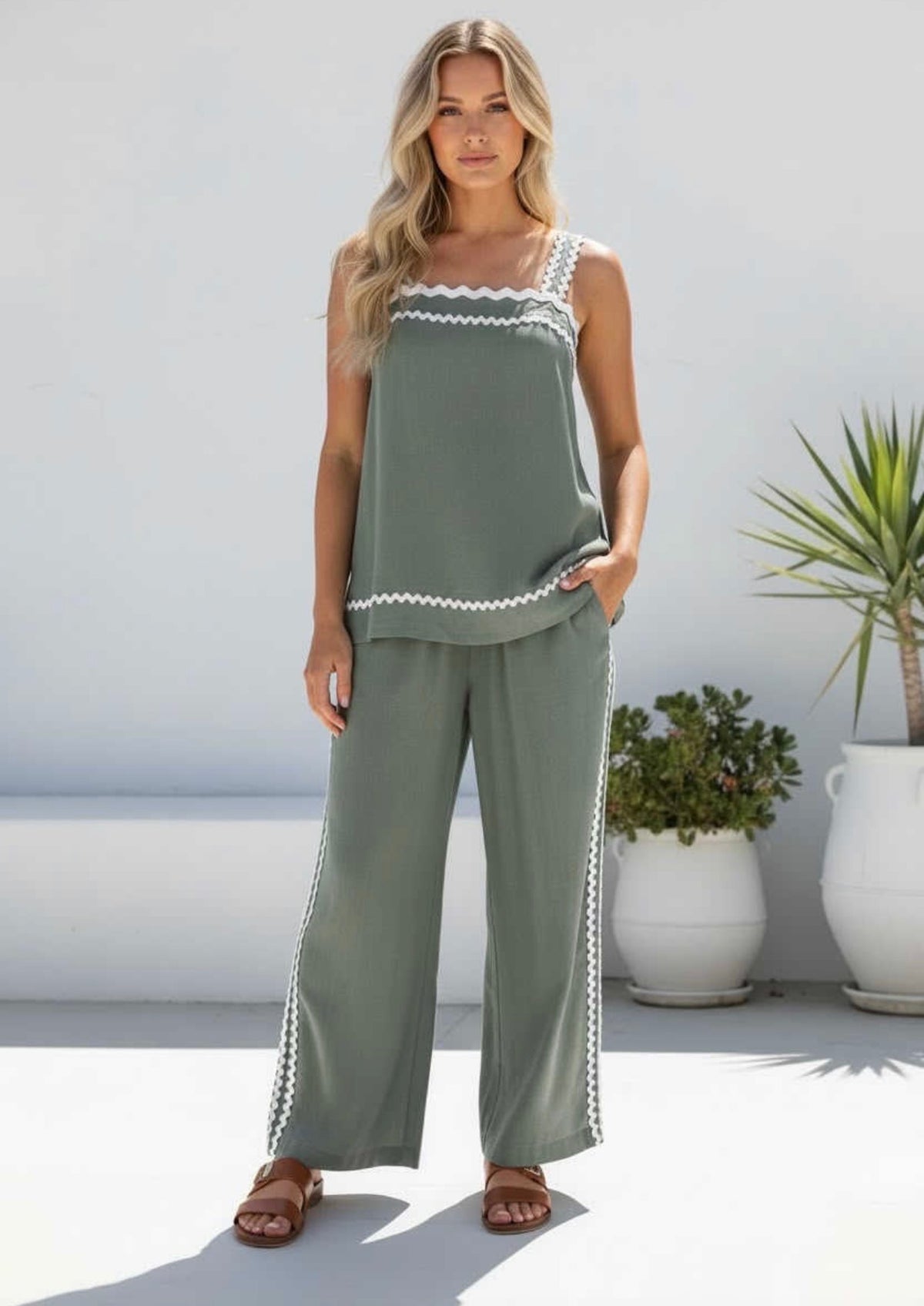 Ziggy Linen Set - Khaki