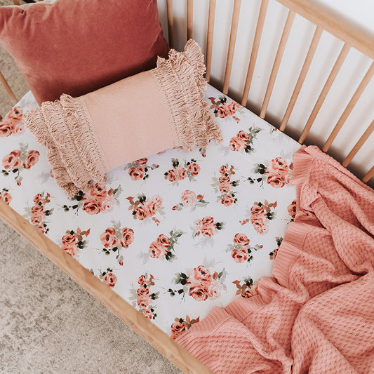 Snuggle Hunny Fitted Cot Sheet - Rosebud